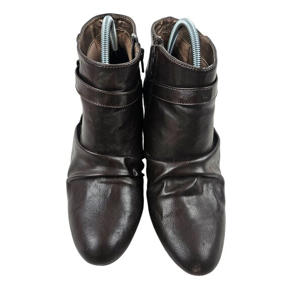 Life Stride Ankle Boots Womens Size 11W Georgette Brown Faux Leather Booties - Picture 2 of 9